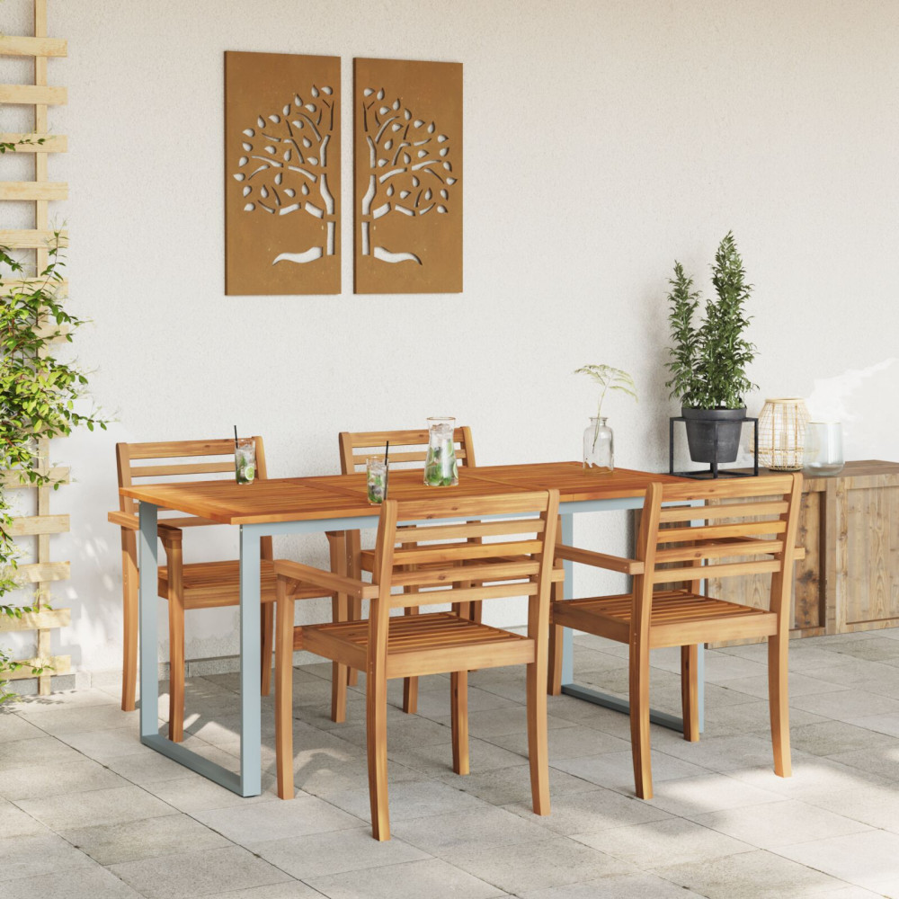 Produktbild för Trädgårdsbord Grå 160 x 80 x 75 cm Massivt Akaciaträ