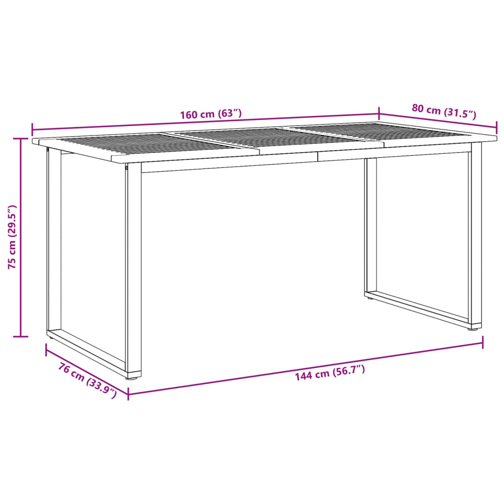 Produktbild för Trädgårdsbord Grå 160 x 80 x 75 cm Massivt Akaciaträ