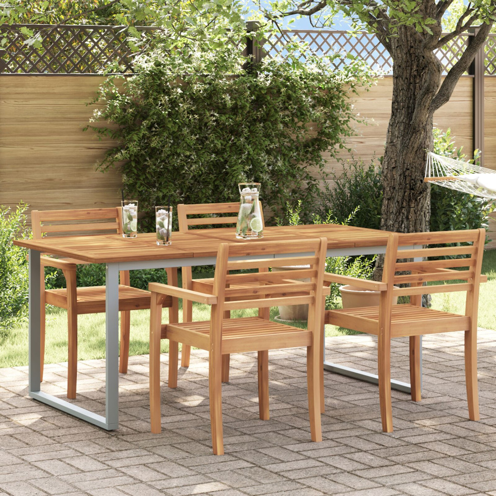 Produktbild för Trädgårdsbord Grå 180 x 90 x 75 cm Massivt Akaciaträ