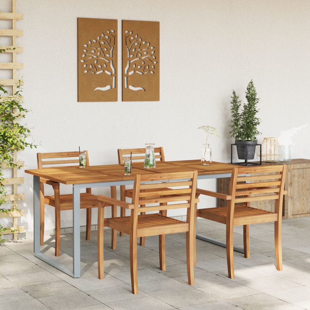 Produktbild för Trädgårdsbord Grå 180 x 90 x 75 cm Massivt Akaciaträ