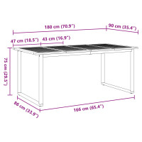 Produktbild för Trädgårdsbord Grå 180 x 90 x 75 cm Massivt Akaciaträ