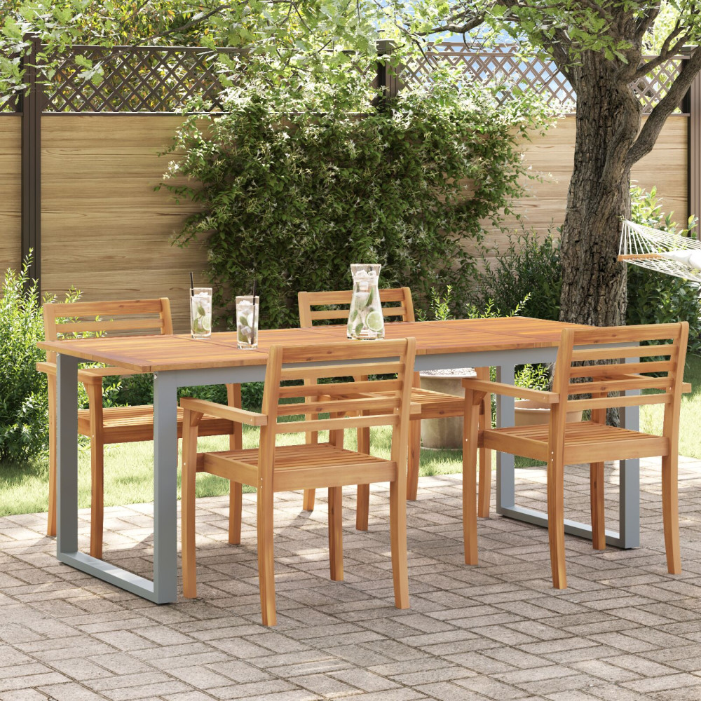 Produktbild för Trädgårdsbord Grå 200 x 90 x 75 cm Massivt Akaciaträ