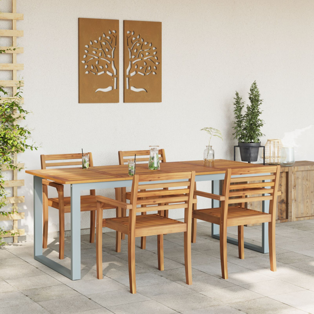 Produktbild för Trädgårdsbord Grå 200 x 90 x 75 cm Massivt Akaciaträ
