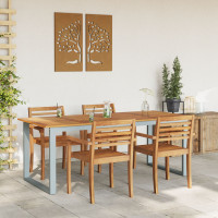 Produktbild för Trädgårdsbord Grå 200 x 90 x 75 cm Massivt Akaciaträ
