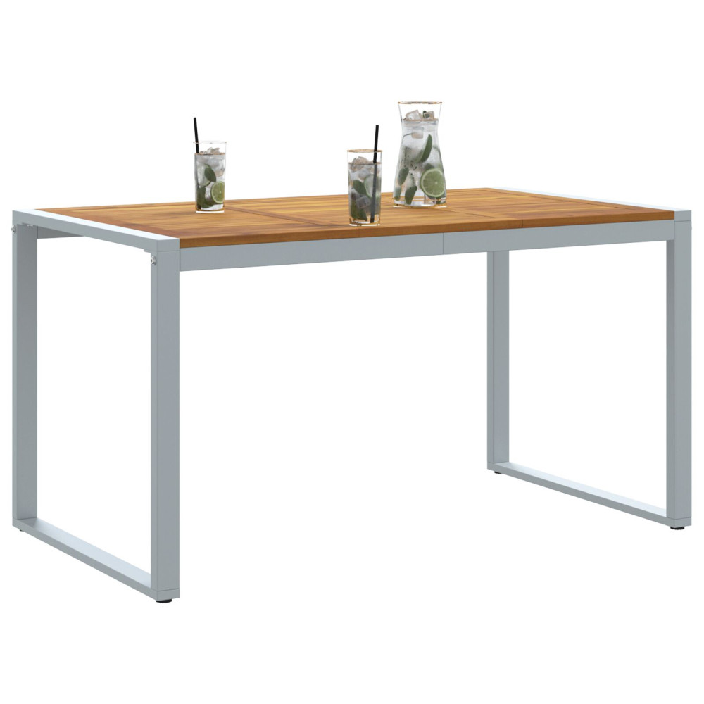 Produktbild för Trädgårdsbord Grå 140 x 80 x 75 cm Massivt Akaciaträ