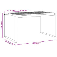 Produktbild för Trädgårdsbord Grå 140 x 80 x 75 cm Massivt Akaciaträ