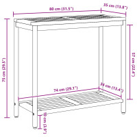 Produktbild för Utomhusbord med lagring Naturlig och grå 80 x 35 x 75 cm