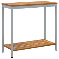 Produktbild för Utomhusbord med lagring Naturlig och grå 80 x 35 x 75 cm