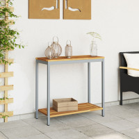 Produktbild för Utomhusbord med lagring Naturlig och grå 80 x 35 x 75 cm