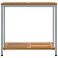 Produktbild för Utomhusbord med lagring Naturlig och grå 80 x 35 x 75 cm