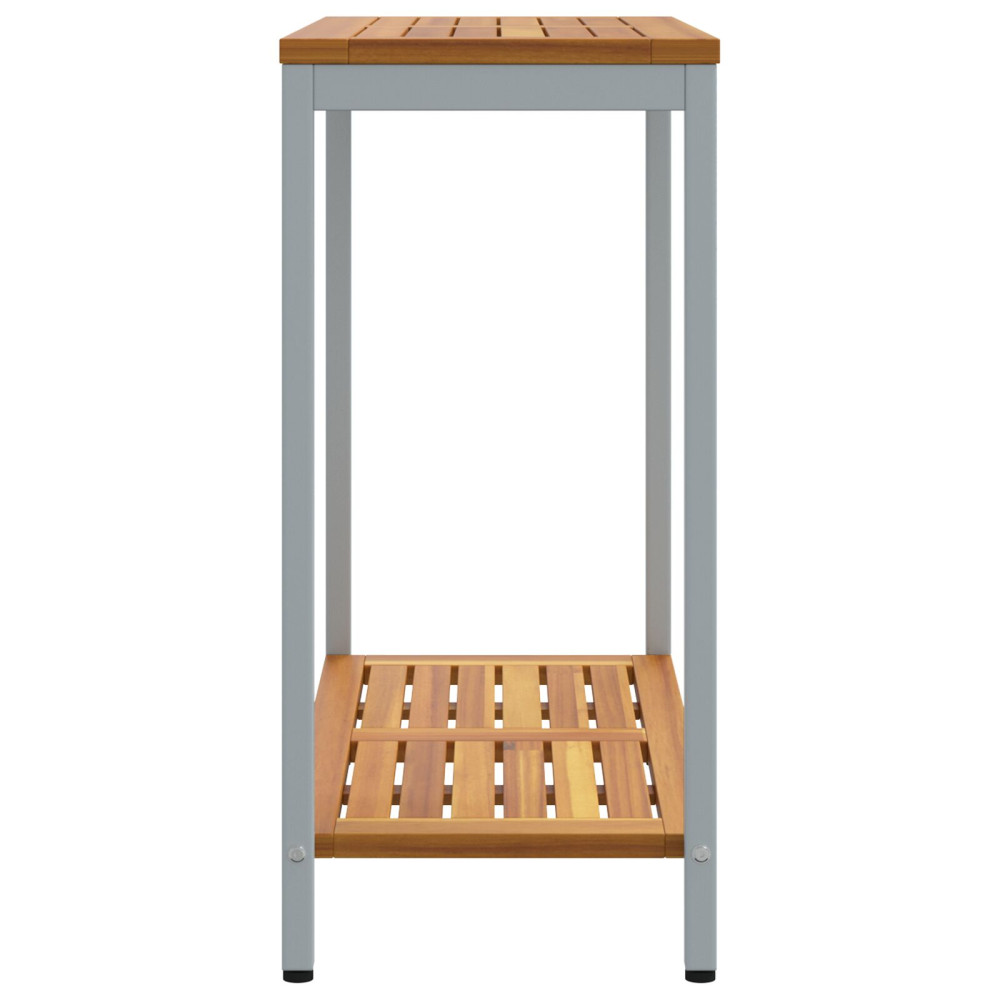 Produktbild för Utomhusbord med lagring Naturlig och grå 80 x 35 x 75 cm