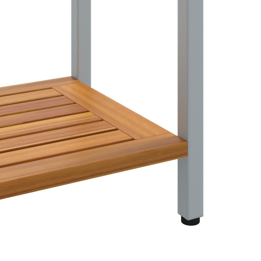 Produktbild för Utomhusbord med lagring Naturlig och grå 80 x 35 x 75 cm