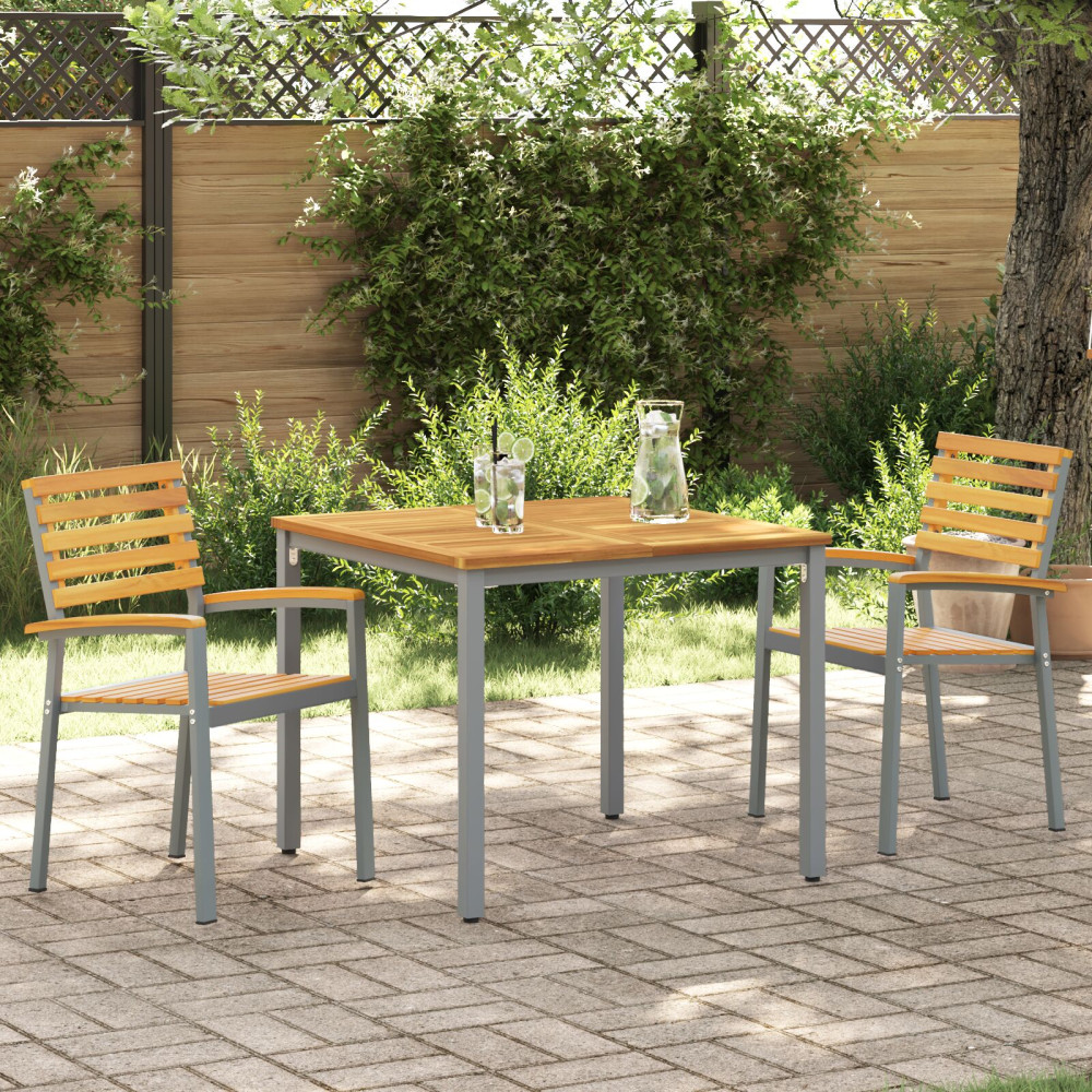 Produktbild för Trädgård Stol 2 pcs Brun 56 x 57 x 87 cm Massivt Akaciaträ