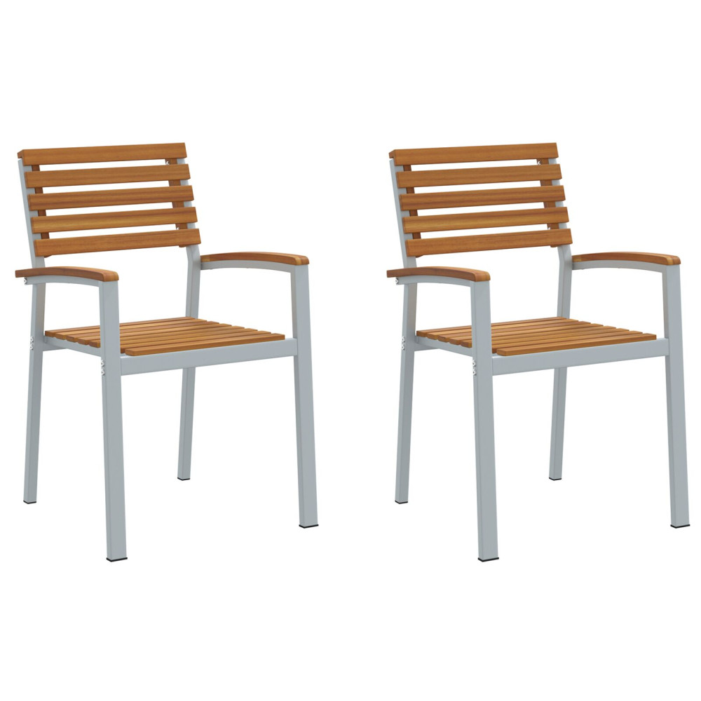 Produktbild för Trädgård Stol 2 pcs Brun 56 x 57 x 87 cm Massivt Akaciaträ