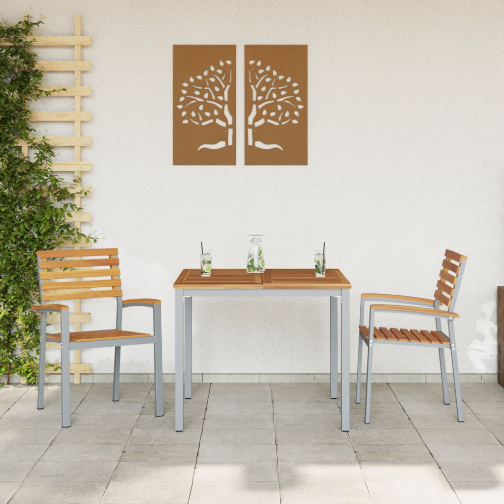 Produktbild för Trädgård Stol 2 pcs Brun 56 x 57 x 87 cm Massivt Akaciaträ