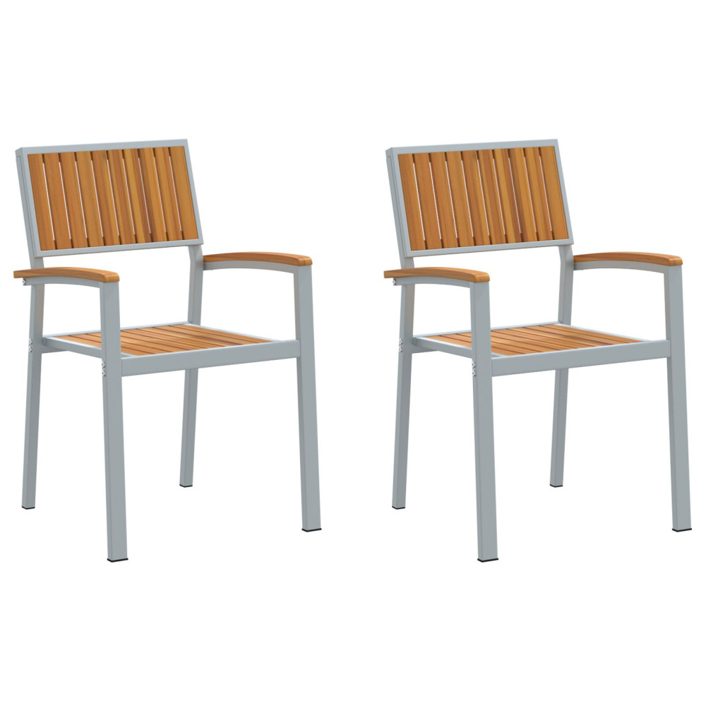 Produktbild för Stapelstol 2 pcs Brun 56 x 57 x 87 cm Massivt Akaciaträ