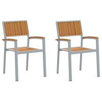 Produktbild för Stapelstol 2 pcs Brun 56 x 57 x 87 cm Massivt Akaciaträ