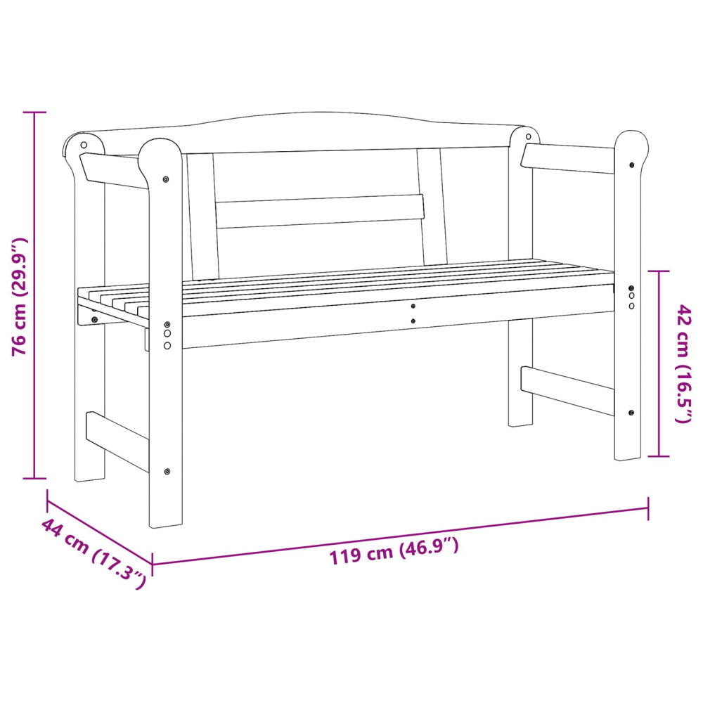 Produktbild för Utomhusbänk med lagring Brun 119 x 44 x 76 cm Massiv furu