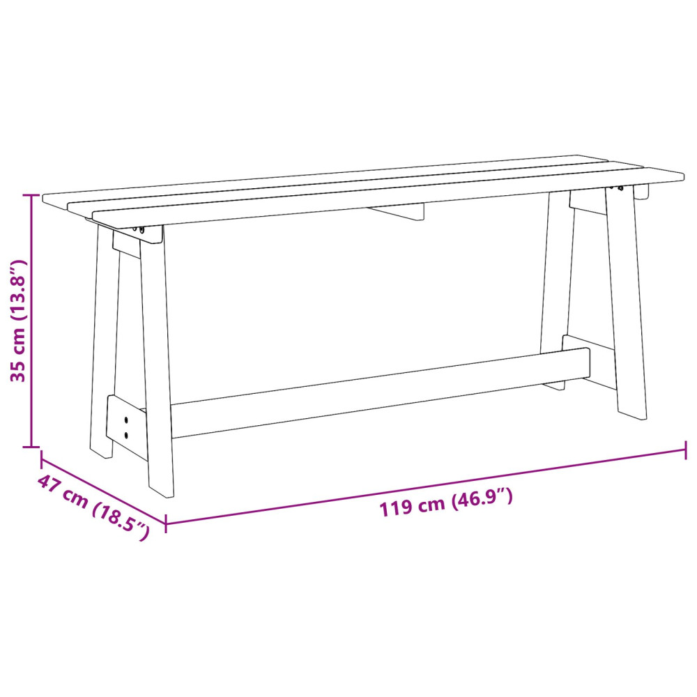 Produktbild för Utomhusbänk Brun 119 x 37 x 47 cm Massiv furu