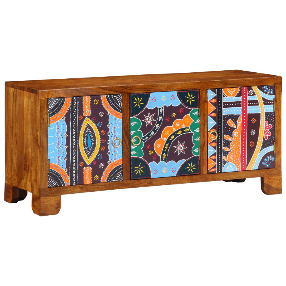Produktbild för Skobänk med dörr Honung brun 100 x 35 x 45 cm Akacia Massivträ