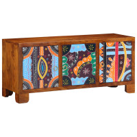 Produktbild för Skobänk med dörr Honung brun 100 x 35 x 45 cm Akacia Massivträ