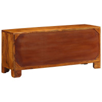 Produktbild för Skobänk med dörr Honung brun 100 x 35 x 45 cm Akacia Massivträ