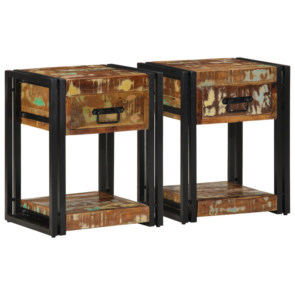 Produktbild för Nattduksbord 2 pcs 40 x 35 x 50 cm Solid återvunnen trä