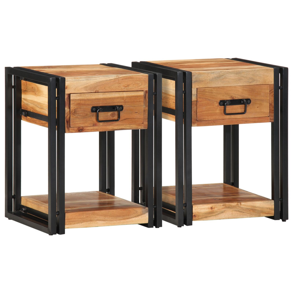 Produktbild för Nattduksbord 2 pcs Brun 40 x 35 x 50 cm Massivt Akaciaträ