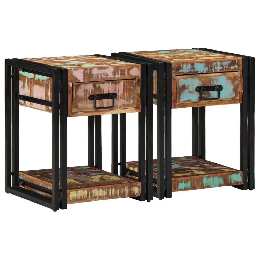 Produktbild för Nattduksbord 2 pcs 40 x 40 x 50 cm Solid återvunnen trä
