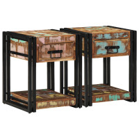 Produktbild för Nattduksbord 2 pcs 40 x 40 x 50 cm Solid återvunnen trä