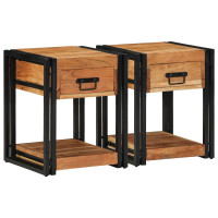 Produktbild för Nattduksbord 2 pcs Brun 40 x 40 x 50 cm Massivt Akaciaträ