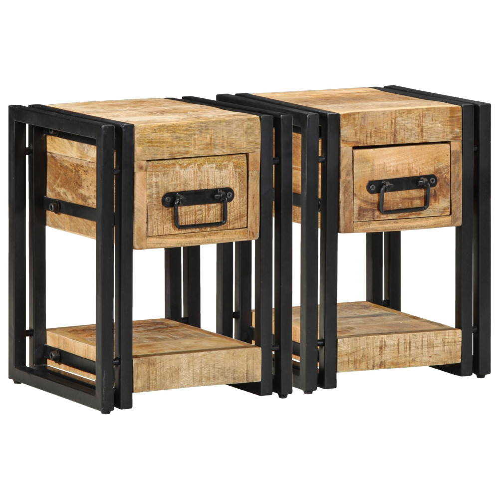 Produktbild för Nattduksbord 2 pcs Brun 30 x 30 x 40 cm Massivt mangoträ