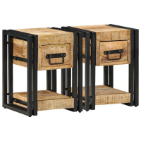 Produktbild för Nattduksbord 2 pcs Brun 30 x 30 x 40 cm Massivt mangoträ