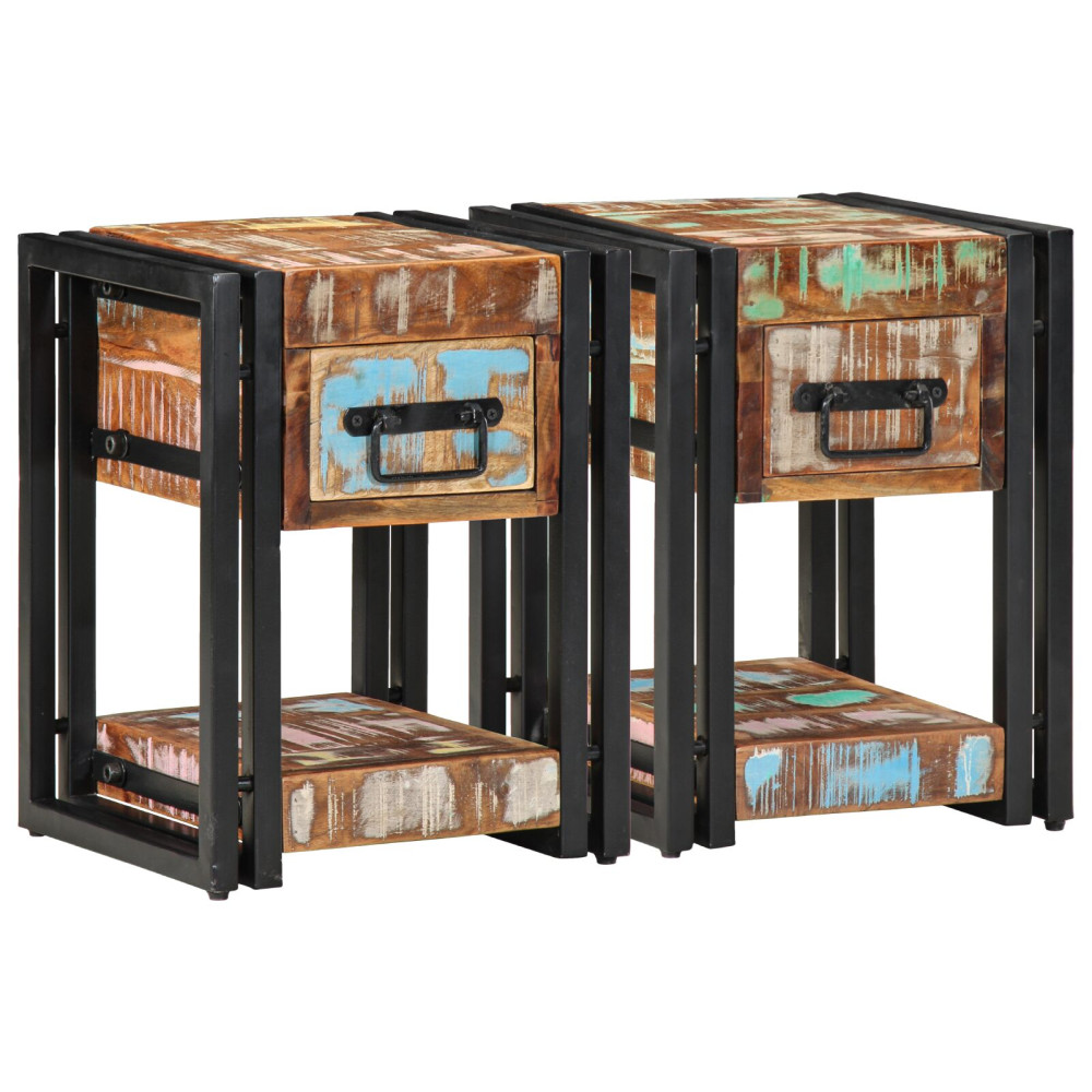 Produktbild för Nattduksbord 2 pcs 30 x 30 x 40 cm Solid återvunnen trä