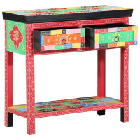 Produktbild för Konsolbord med låda med lagring Flerfärgsdesign 80 x 35 x 76 cm