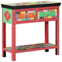 Produktbild för Konsolbord med låda med lagring Flerfärgsdesign 80 x 35 x 76 cm