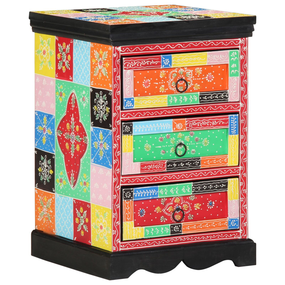 Produktbild för Lådans skåp Flerfärgsdesign 40 x 40 x 60 cm Massivt mangoträ