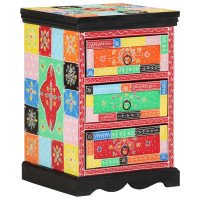 Produktbild för Lådans skåp Flerfärgsdesign 40 x 40 x 60 cm Massivt mangoträ