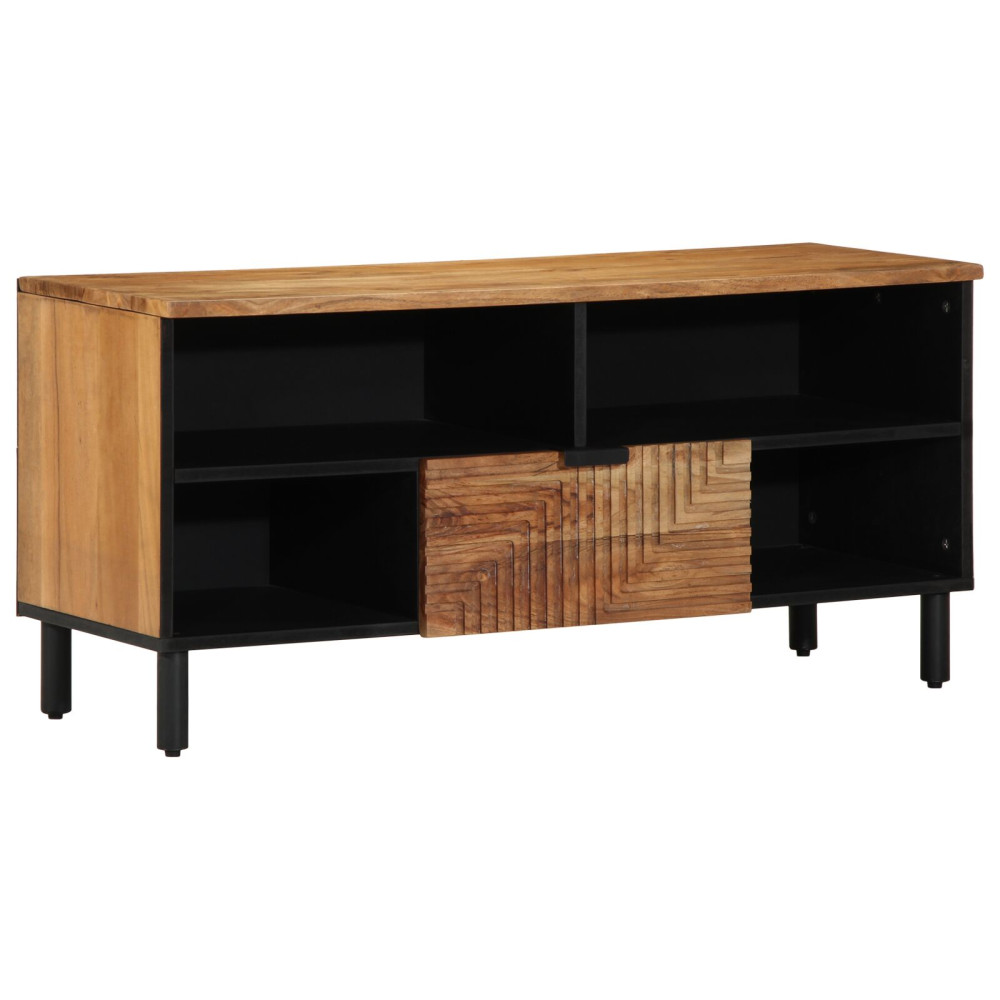 Produktbild för TV-skåp med låda Brun 100 x 33 x 46 cm Massivt mangoträ