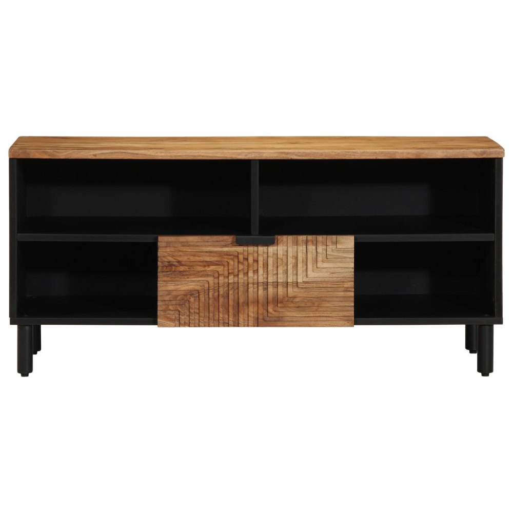 Produktbild för TV-skåp med låda Brun 100 x 33 x 46 cm Massivt mangoträ