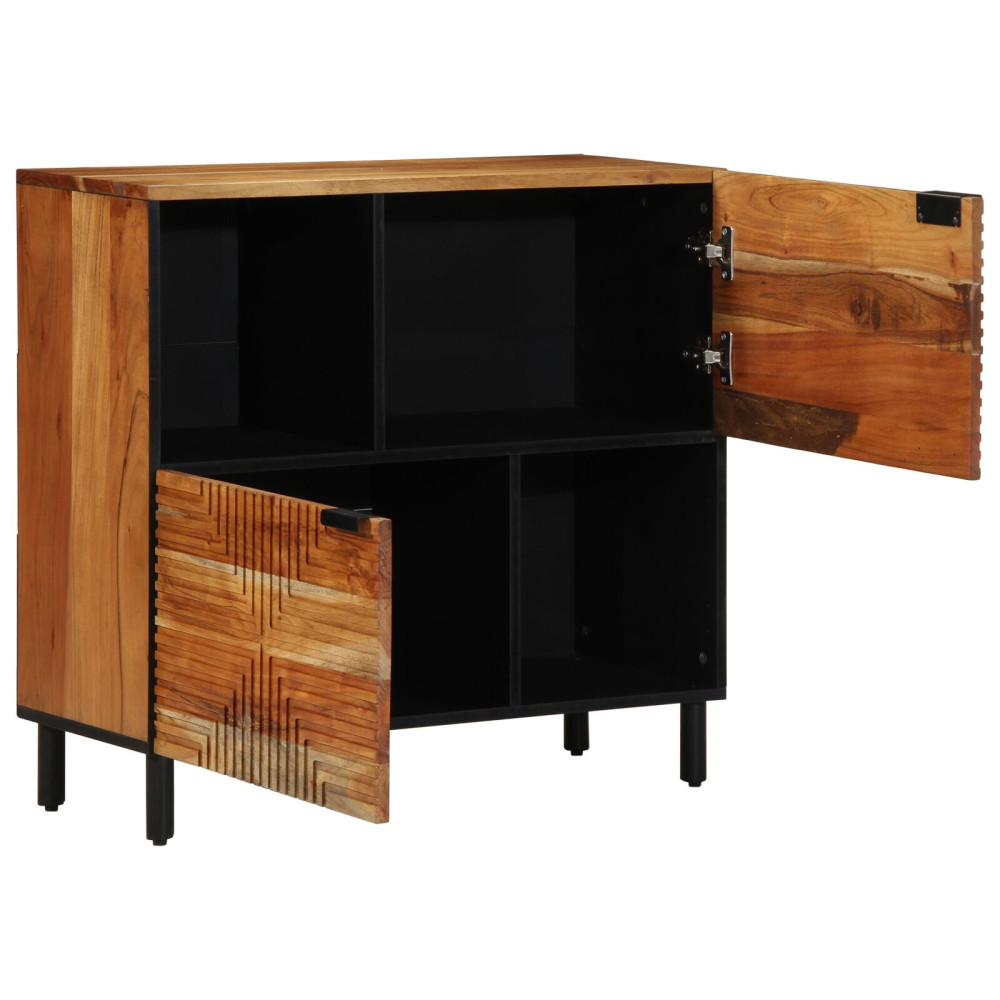 Produktbild för Sideboard med hylla Brun 80 x 33 x 75 cm Massivt mangoträ