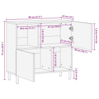 Produktbild för Sideboard med hylla Brun 80 x 33 x 75 cm Massivt mangoträ