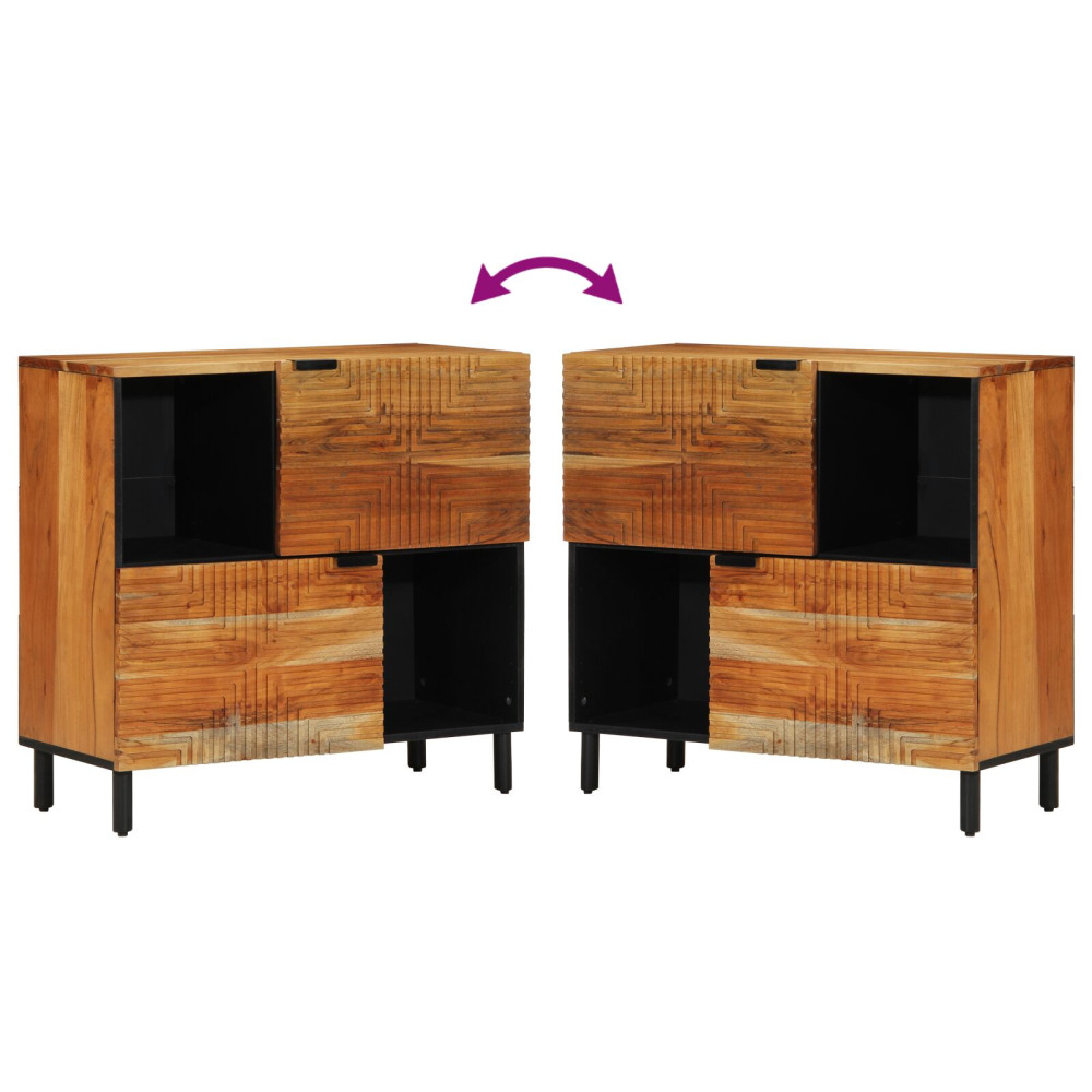 Produktbild för Sideboard med hylla Brun 80 x 33 x 75 cm Massivt mangoträ