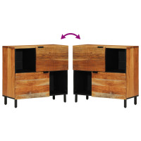 Produktbild för Sideboard med hylla Brun 80 x 33 x 75 cm Massivt mangoträ