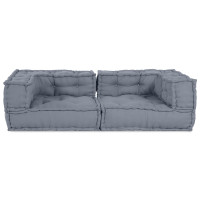Produktbild för Modulsofa enhet 3 pcs Grå 140 x 70 x 36 cm Tyg