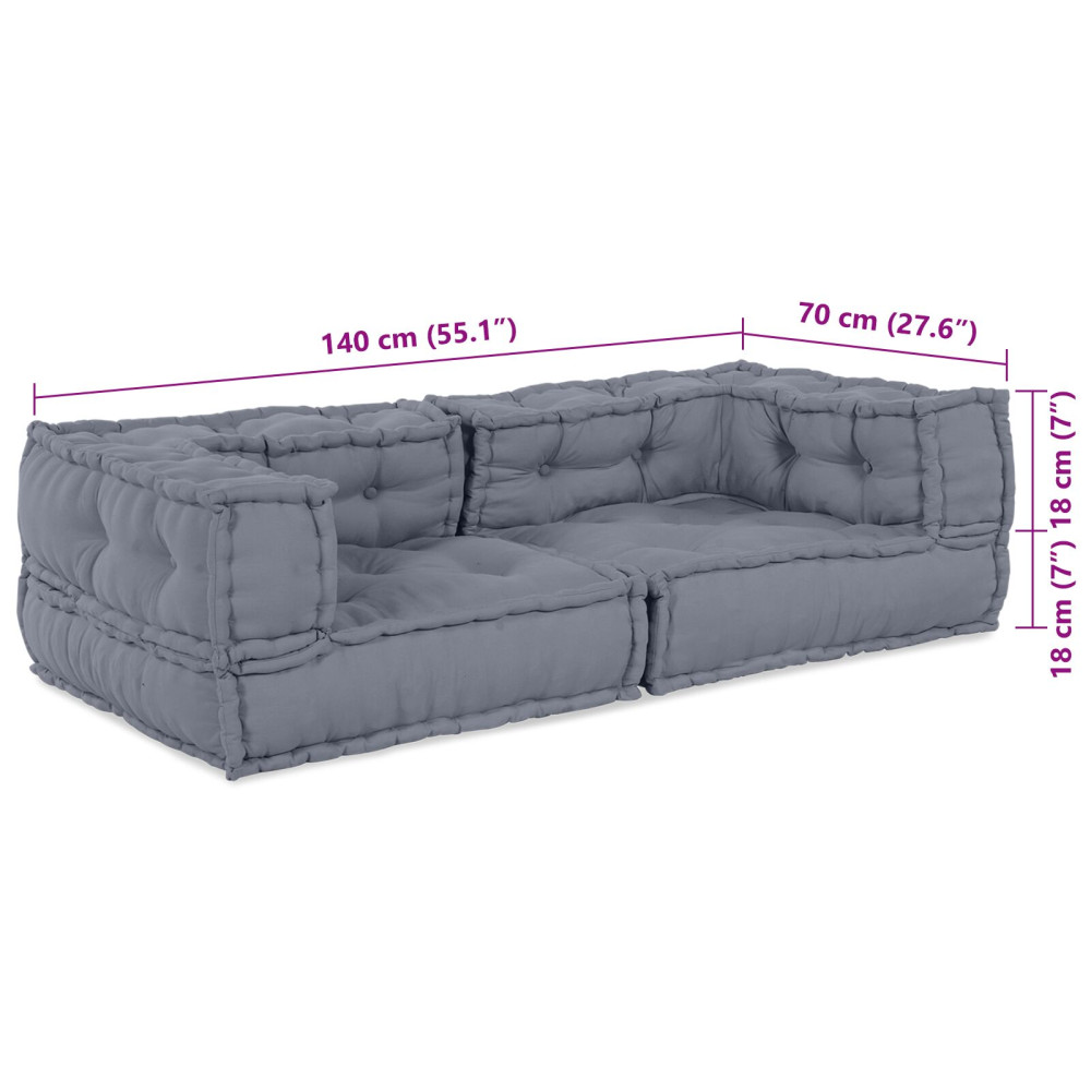 Produktbild för Modulsofa enhet 3 pcs Grå 140 x 70 x 36 cm Tyg