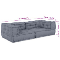 Produktbild för Modulsofa enhet 3 pcs Grå 140 x 70 x 36 cm Tyg