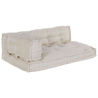 Produktbild för Pallettsoffa Kudde 3 pcs Gräddvit 120 x 80 x 34 cm Tyg