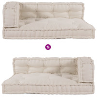 Produktbild för Pallettsoffa Kudde 3 pcs Gräddvit 120 x 80 x 34 cm Tyg