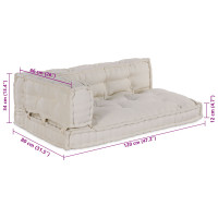 Produktbild för Pallettsoffa Kudde 3 pcs Gräddvit 120 x 80 x 34 cm Tyg